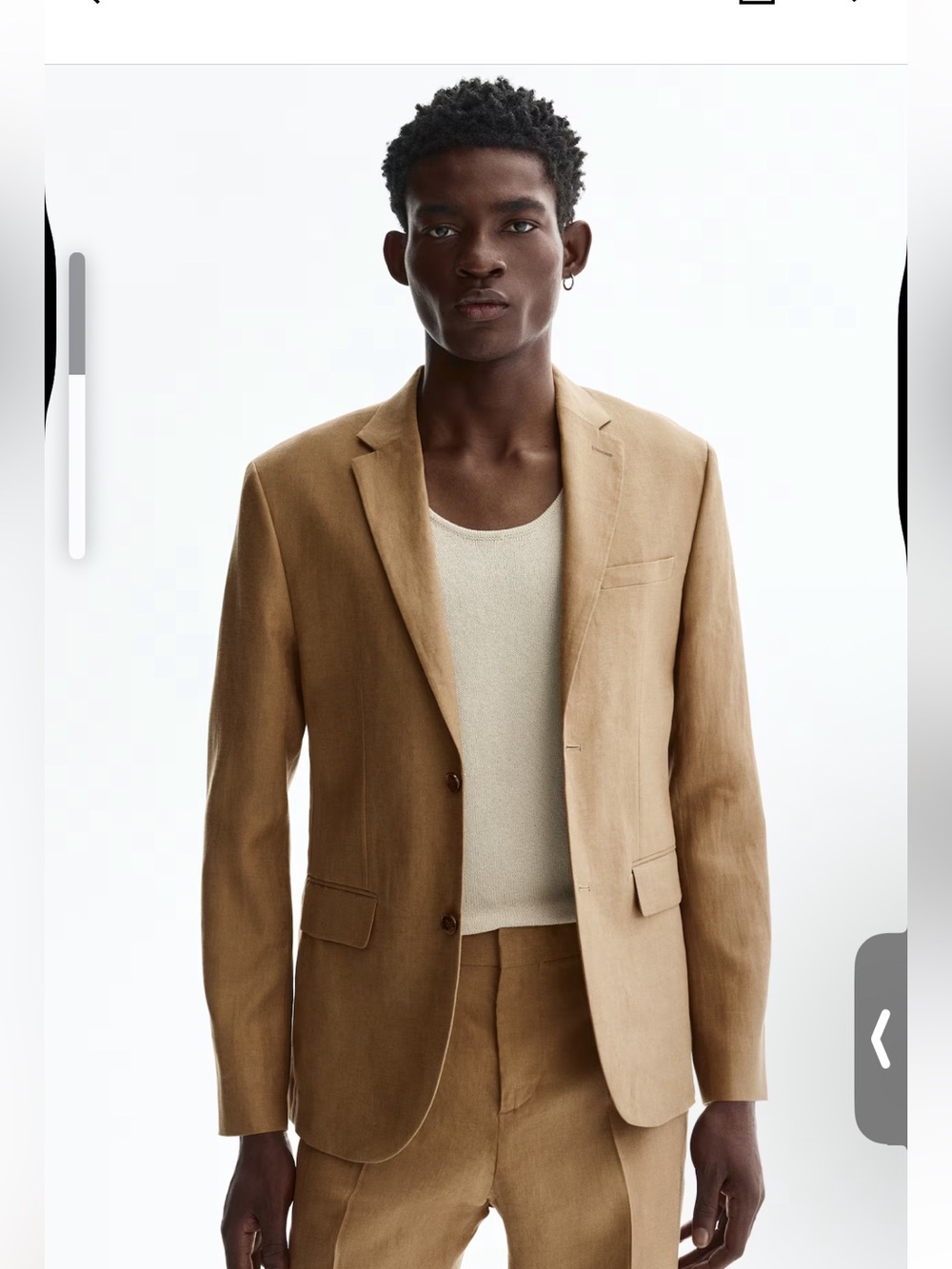 H&M Men's Tan Linen-Blend Suit Jacket